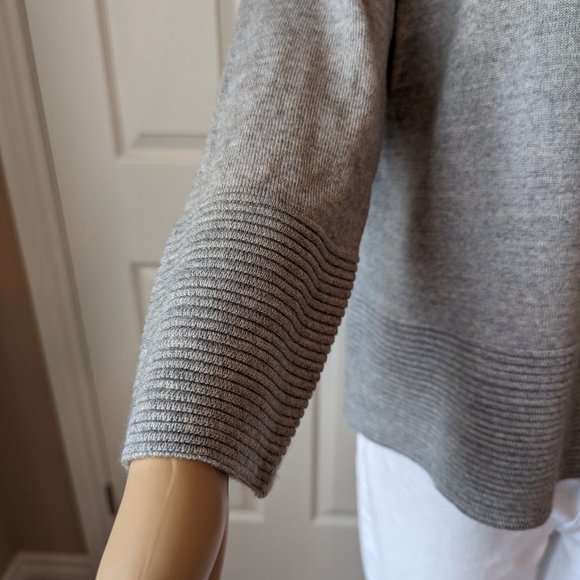 Bartolini Grey Wool Blend Sweater with Ribbed Detail Size XL Made in Italy - Picture 3 of 8
